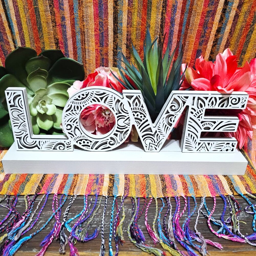 "LOVE". Table or Shelf Wood Home Décor. NWT. - Picture 3 of 15